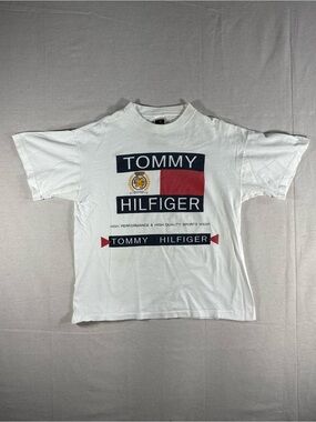 Vintage Tommy Hilfiger Single Stitch Boot 90s Shirt Signal Sport Tag Size Large